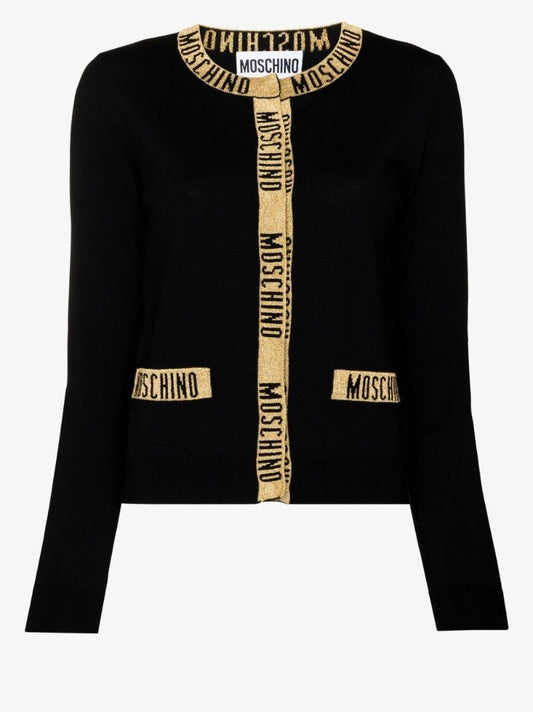 Black Logo Tape Wool Cardigan