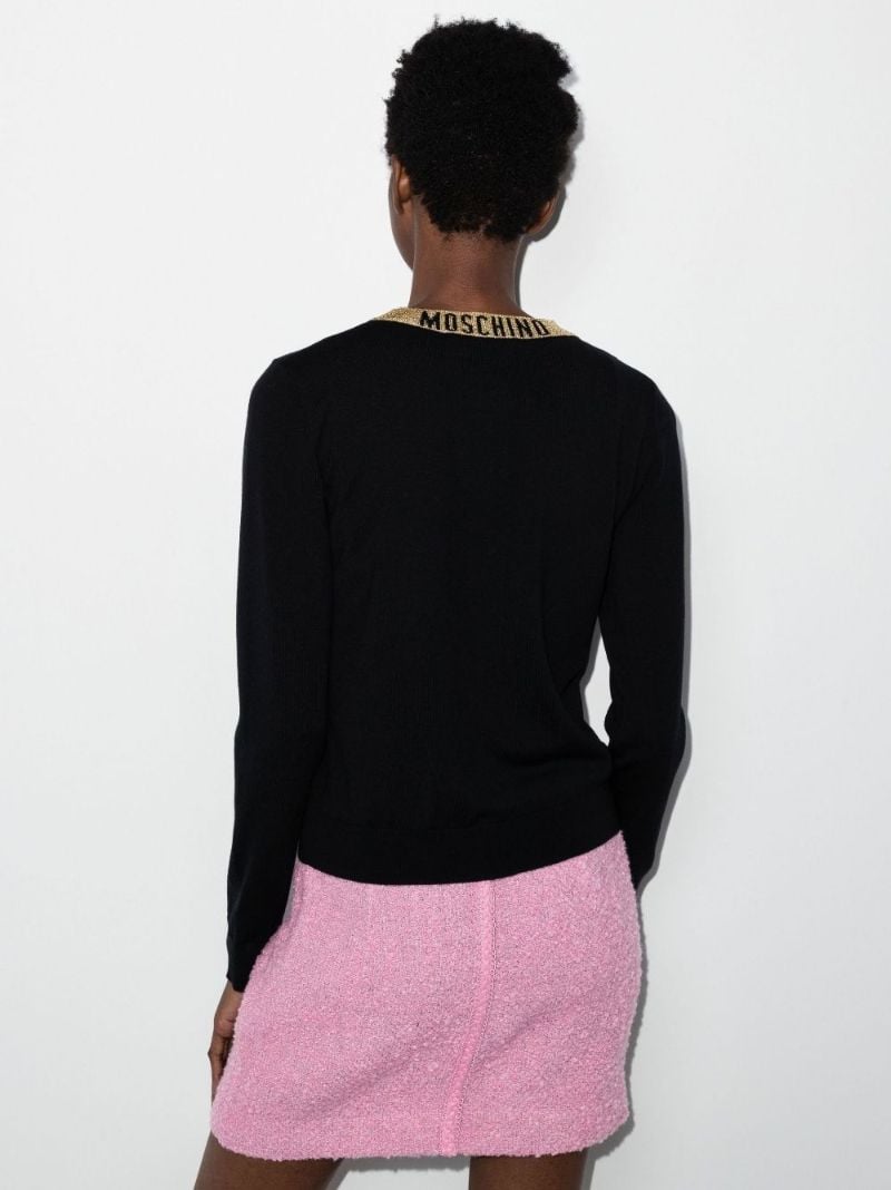 Black Logo Tape Wool Cardigan