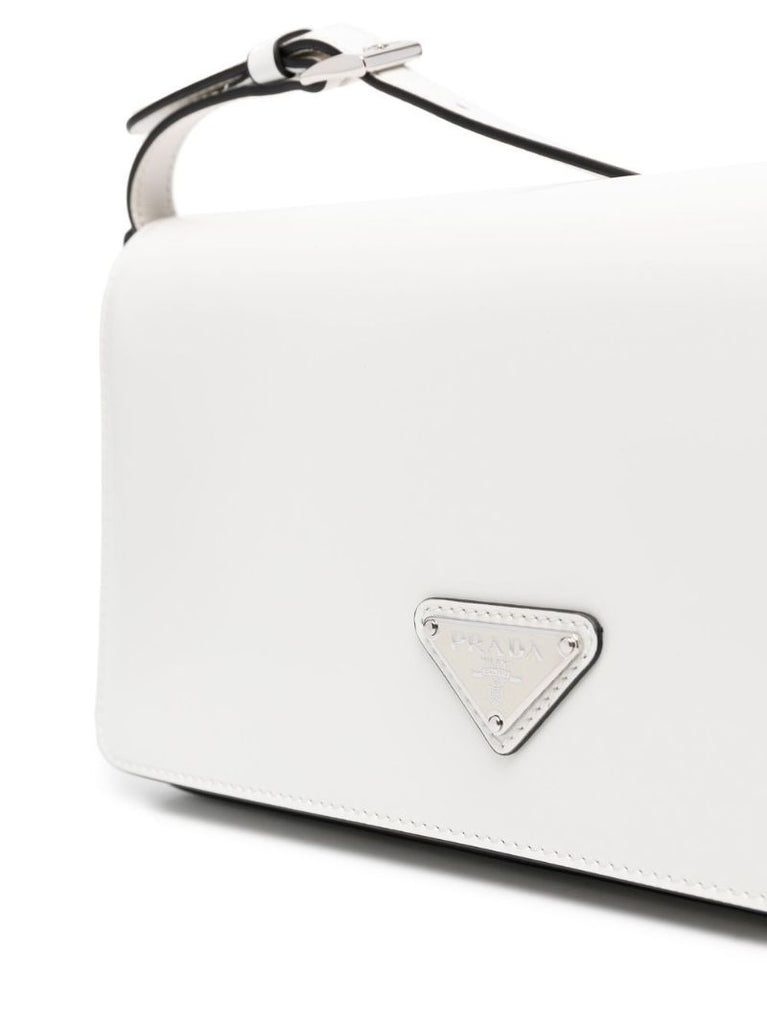 White Femme Leather Shoulder Bag