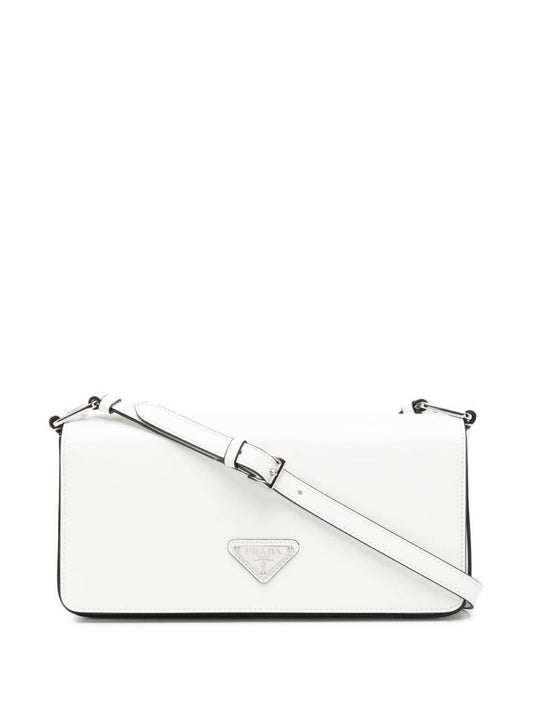 White Femme Leather Shoulder Bag