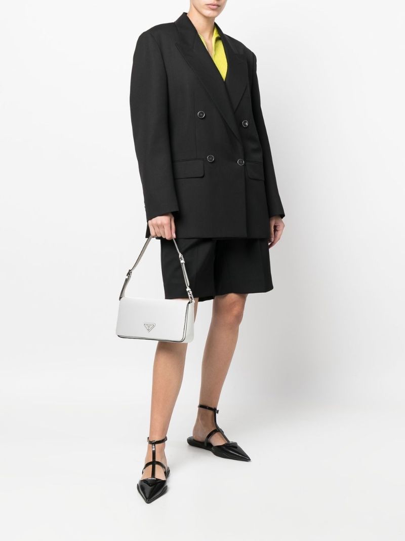 White Femme Leather Shoulder Bag