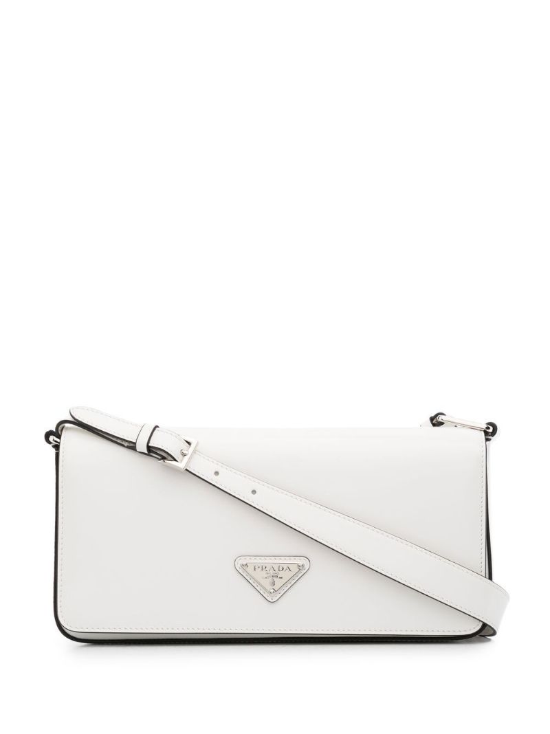 White Femme Leather Shoulder Bag
