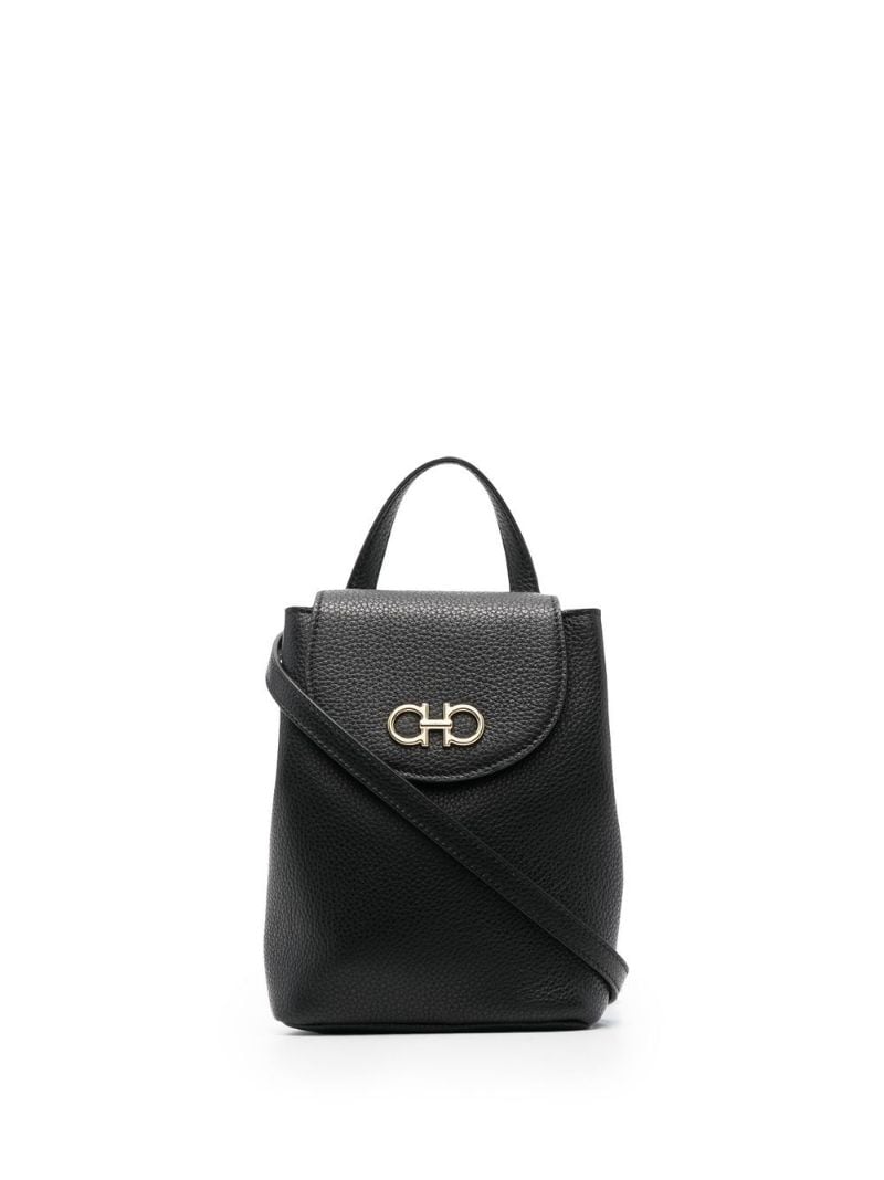 Black Gancini Motif Leather Backpack