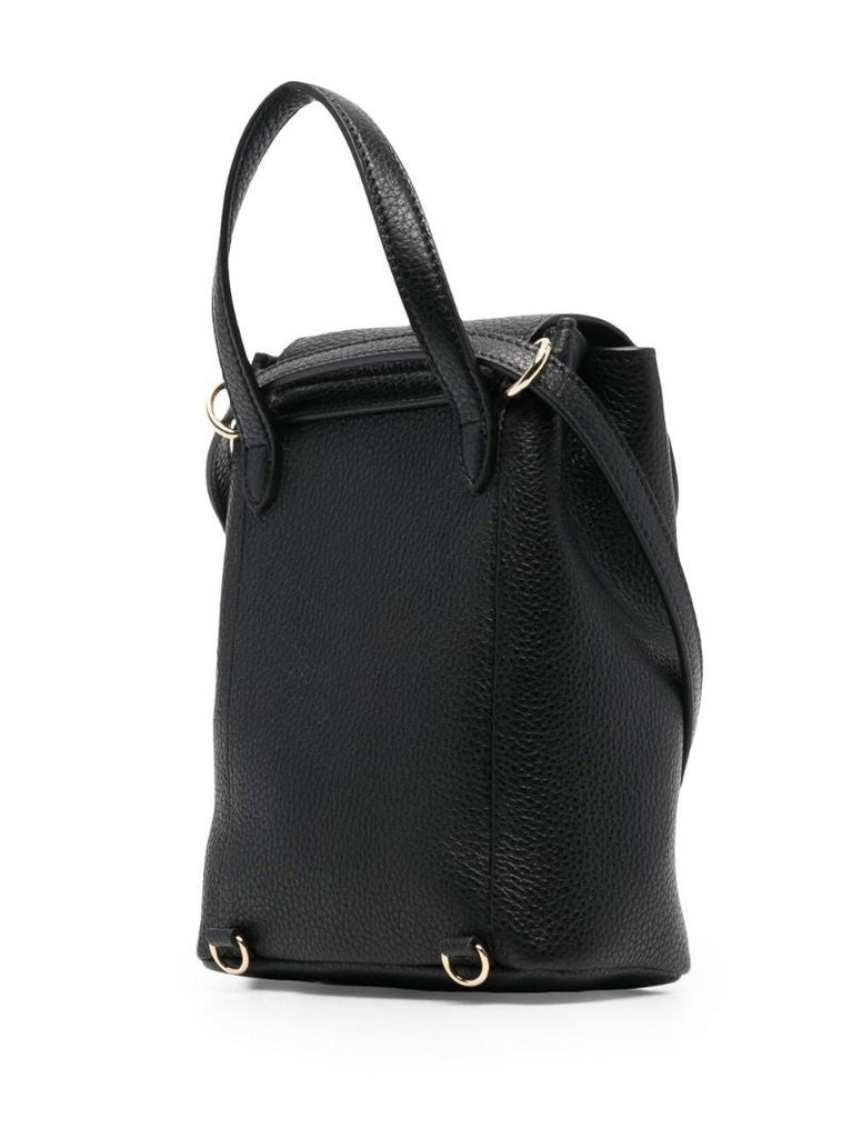 Black Gancini Motif Leather Backpack