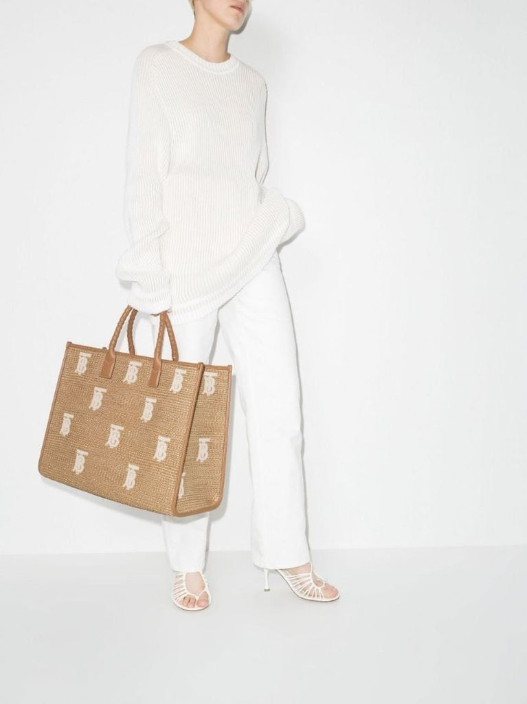 Neutral Freya Logo Embroidered Tote Bag