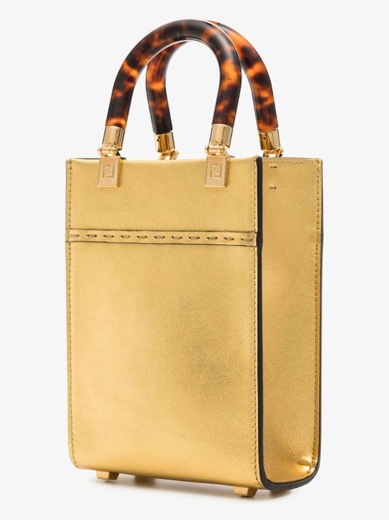 Gold Sunshine Shopper Mini Leather Tote Bag