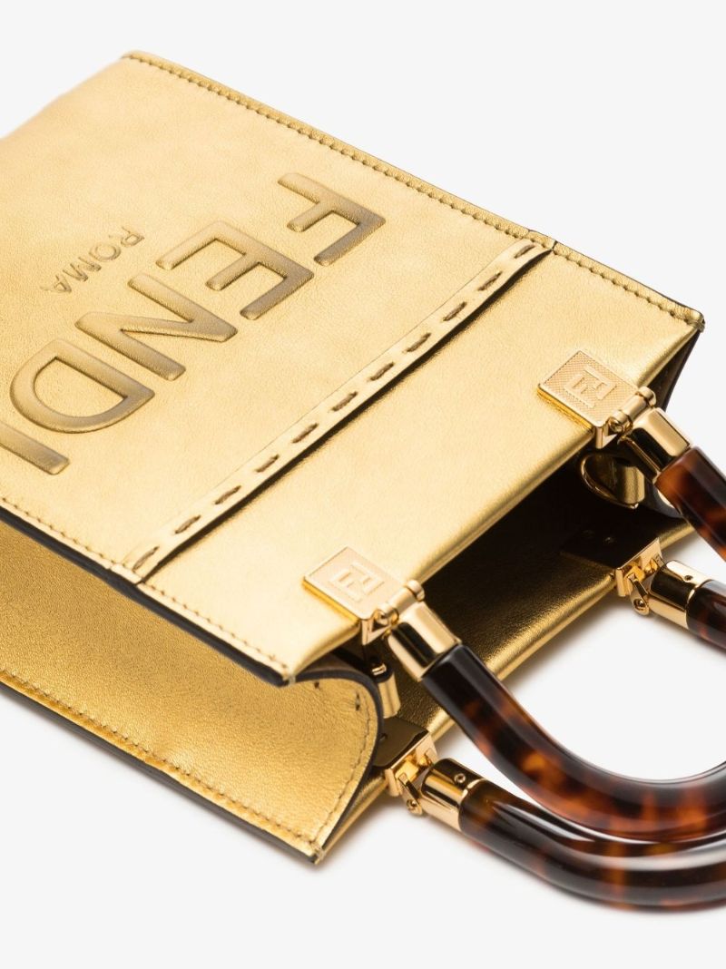 Gold Sunshine Shopper Mini Leather Tote Bag