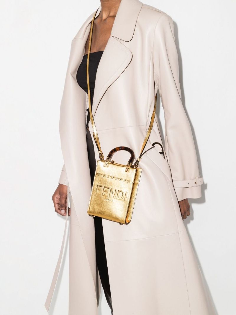 Gold Sunshine Shopper Mini Leather Tote Bag