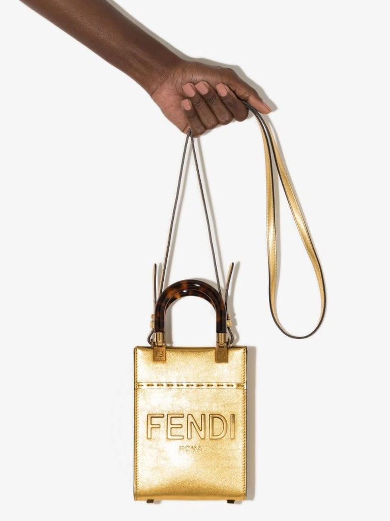 Gold Sunshine Shopper Mini Leather Tote Bag