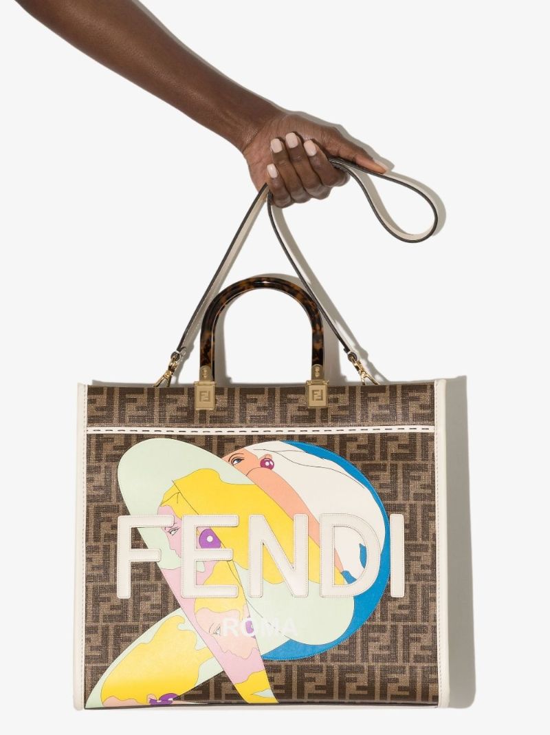Brown Sunshine Monogram Leather Tote Bag
