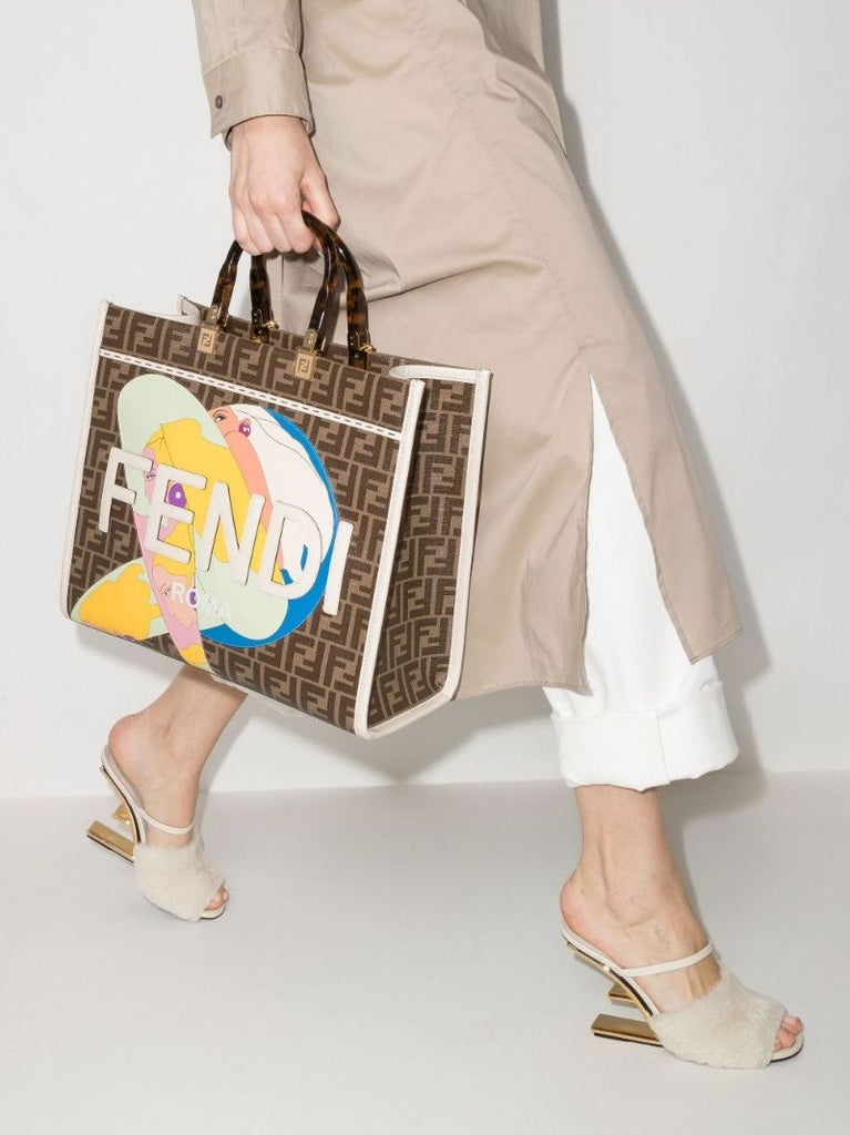 Brown Sunshine Monogram Leather Tote Bag