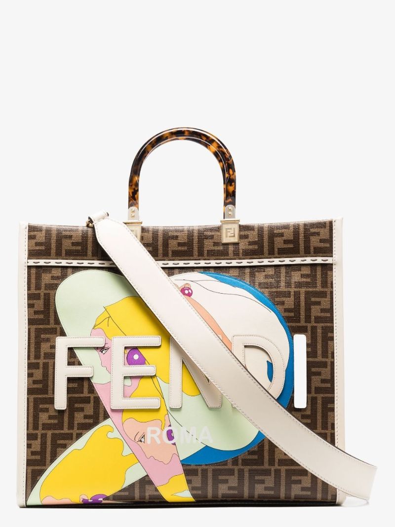 Brown Sunshine Monogram Leather Tote Bag