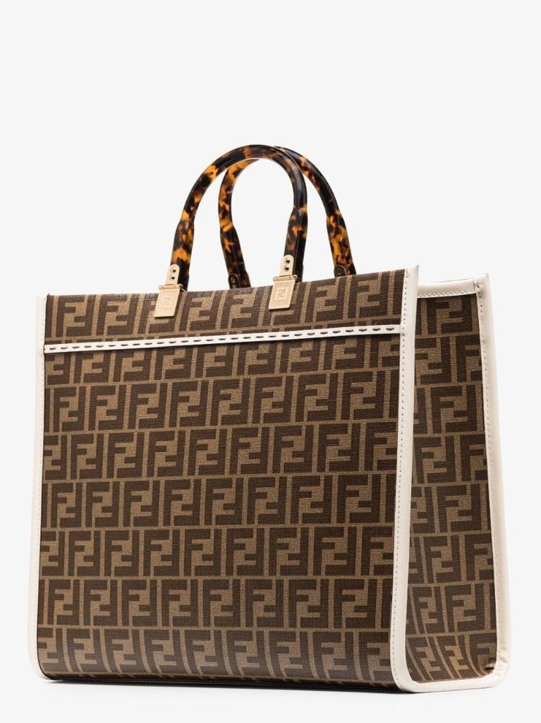 Brown Sunshine Monogram Leather Tote Bag