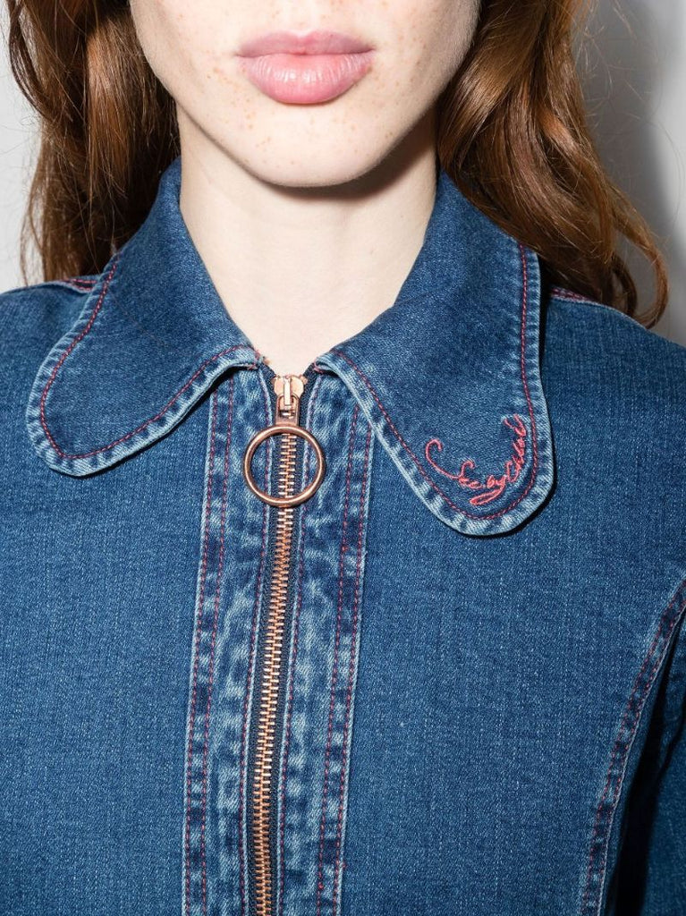Blue Denim Collared Mini Dress