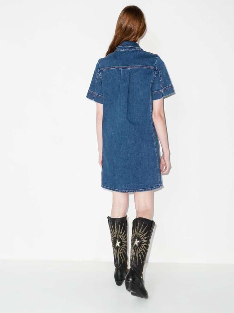 Blue Denim Collared Mini Dress
