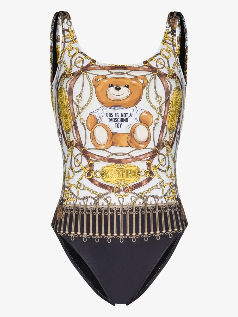 Neutral Teddy Print Swimsuit