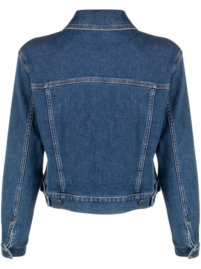 Blue Teddy Embroidered Denim Jacket