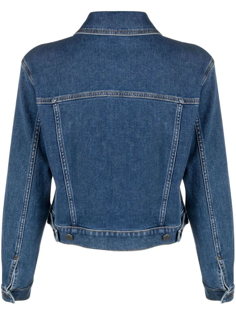 Blue Teddy Embroidered Denim Jacket