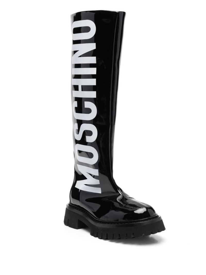 Black Logo Print Rain Boots