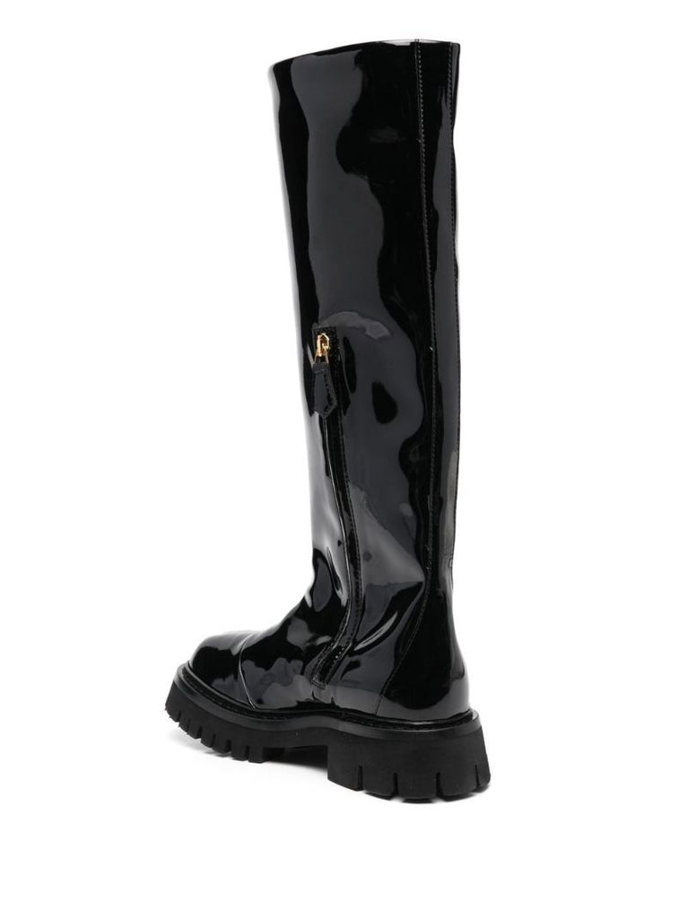 Black Logo Print Rain Boots