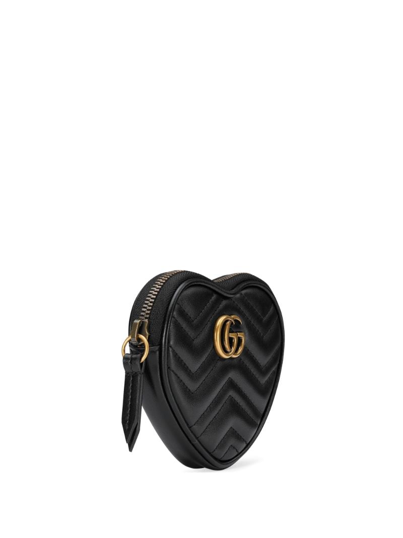 Black Gg Marmont Heart Leather Coin Purse