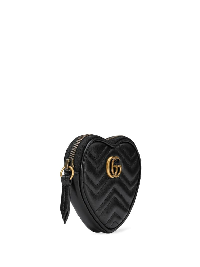 Black Gg Marmont Heart Leather Coin Purse