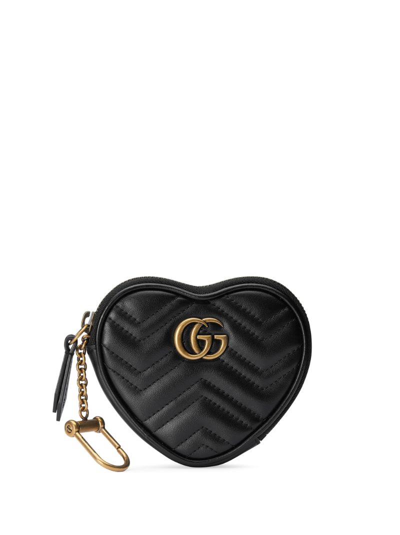 Black Gg Marmont Heart Leather Coin Purse