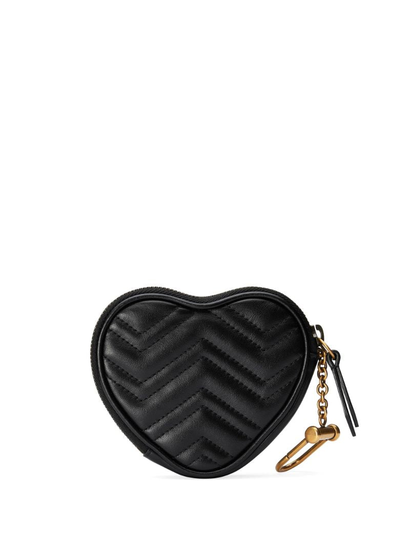 Black Gg Marmont Heart Leather Coin Purse