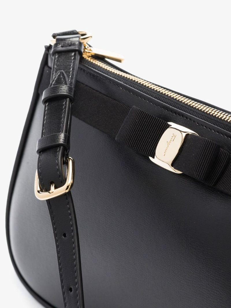 Black Vara Bow Detail Leather Shoulder Bag
