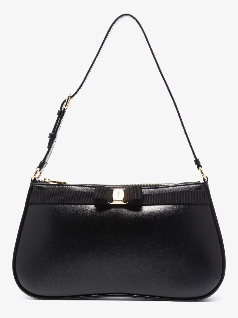 Black Vara Bow Detail Leather Shoulder Bag