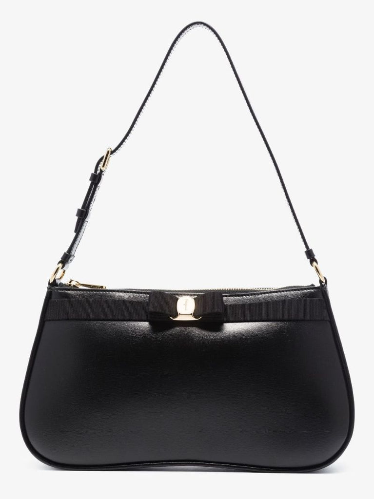 Black Vara Bow Detail Leather Shoulder Bag