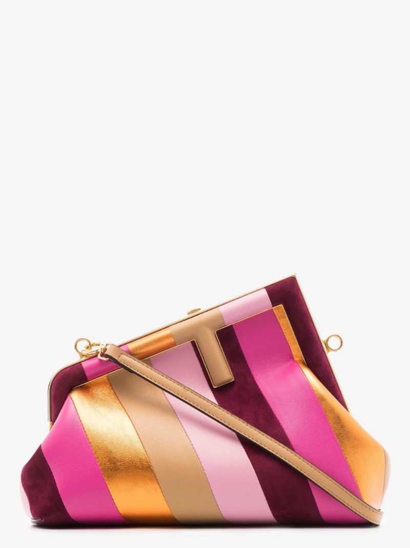 Pink First Leather Clutch Bag