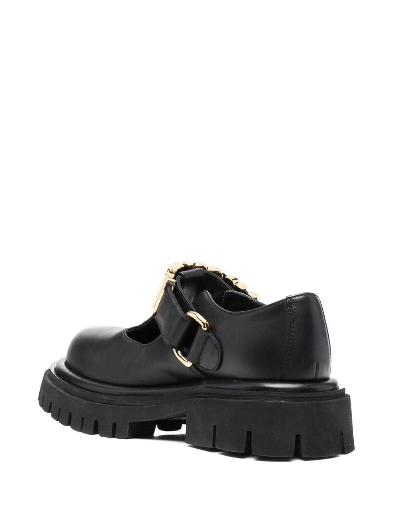 Black Logo Plaque Leather Loafers