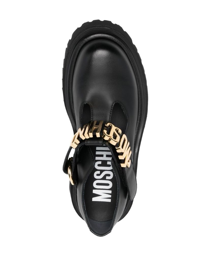 Black Logo Plaque Leather Loafers