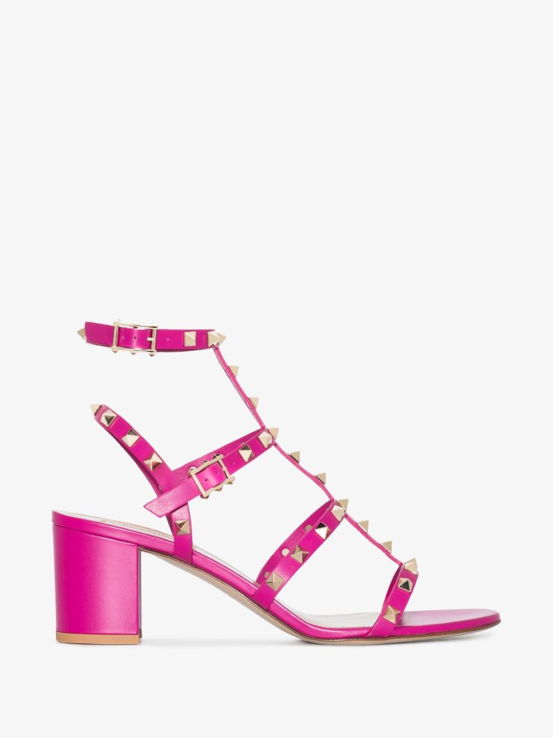 Pink Rockstud 60 Leather Sandals
