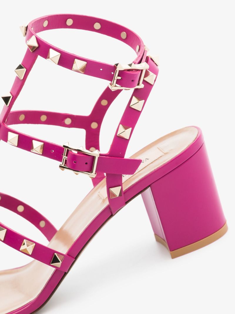 Pink Rockstud 60 Leather Sandals