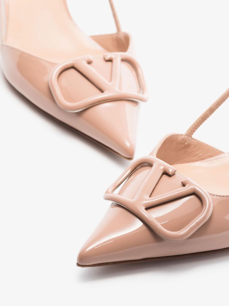 Pink Vlogo Signature 40 Patent Leather Slingback Pumps