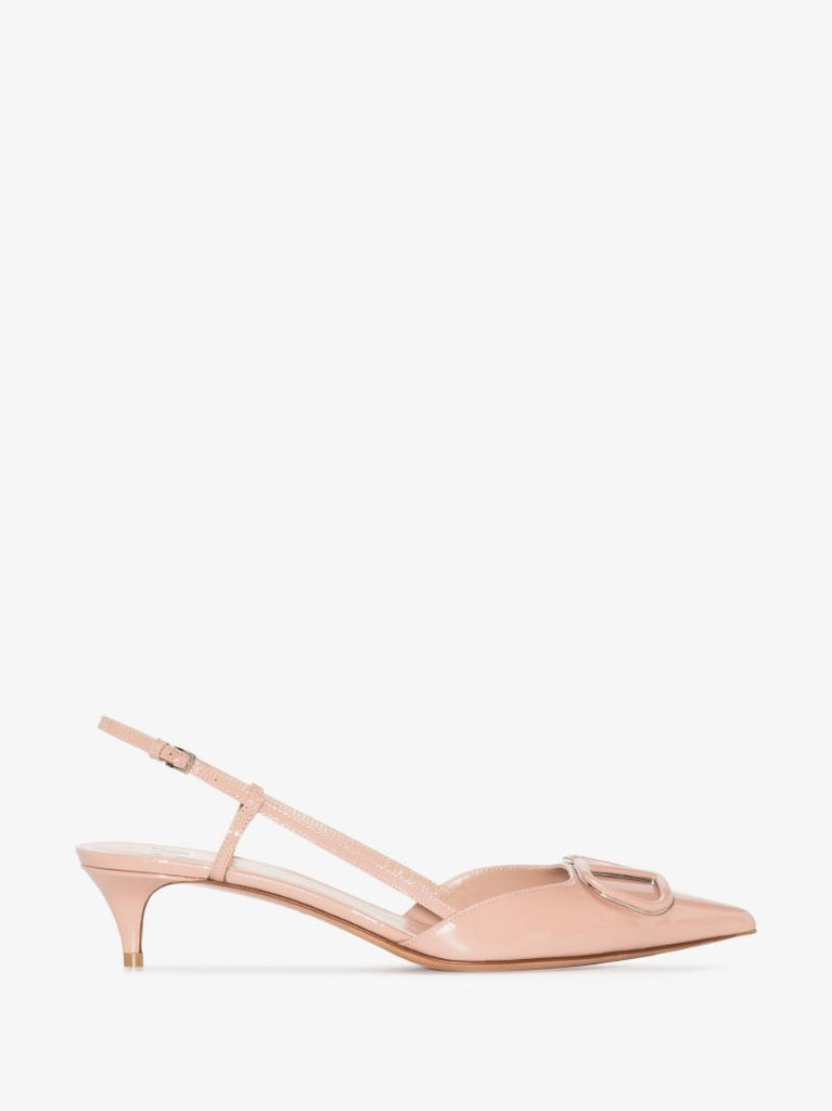 Pink Vlogo Signature 40 Patent Leather Slingback Pumps
