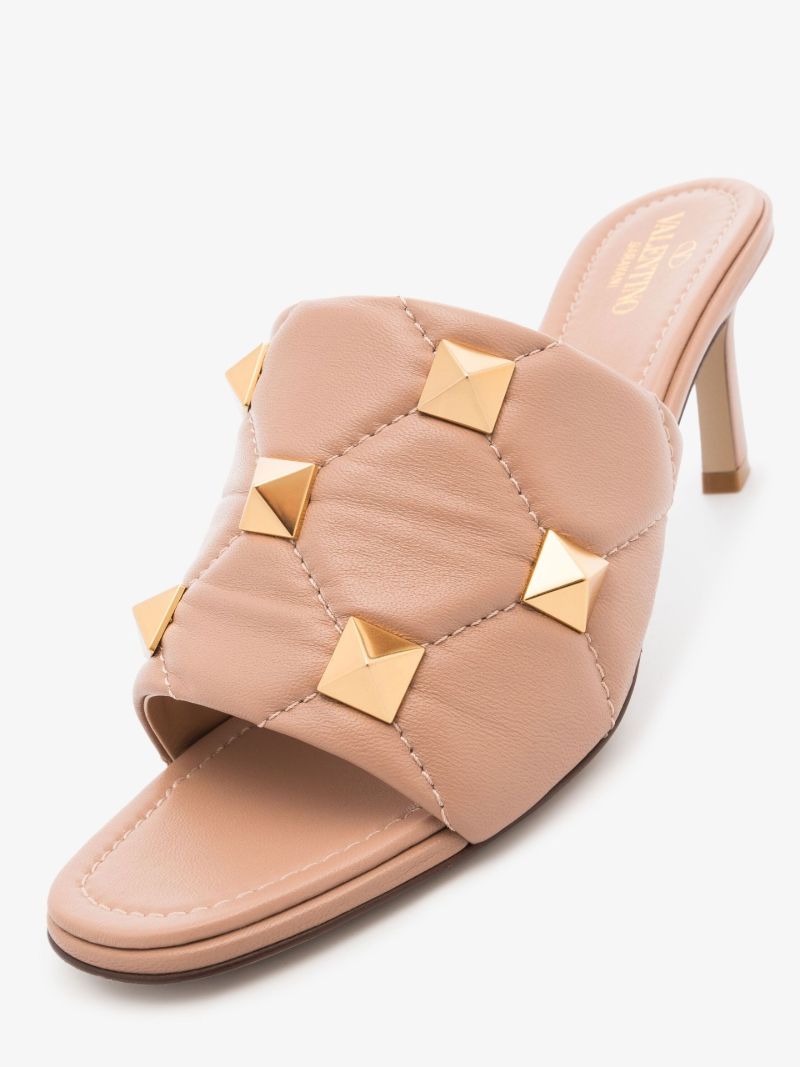 Pink Roman Stud 65 Leather Mules
