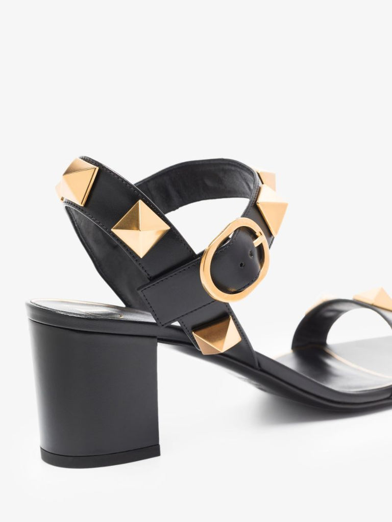 Black Roman Stud 60 Leather Sandals