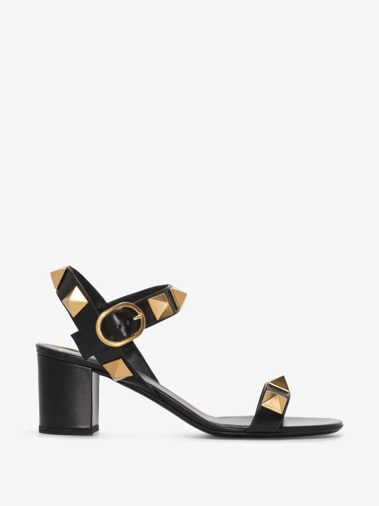 Black Roman Stud 60 Leather Sandals