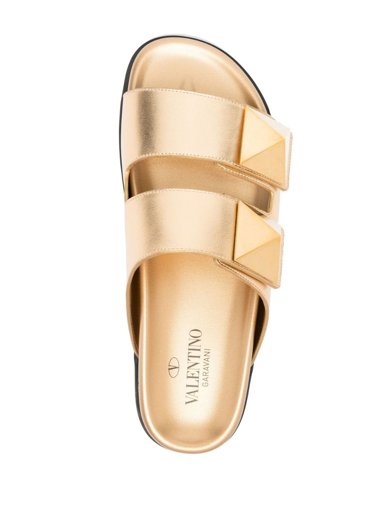 Gold Roman Stud Metallic Leather Sandals