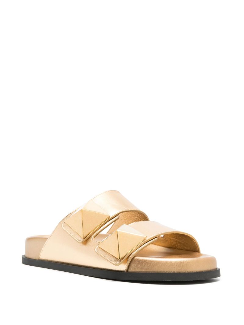 Gold Roman Stud Metallic Leather Sandals