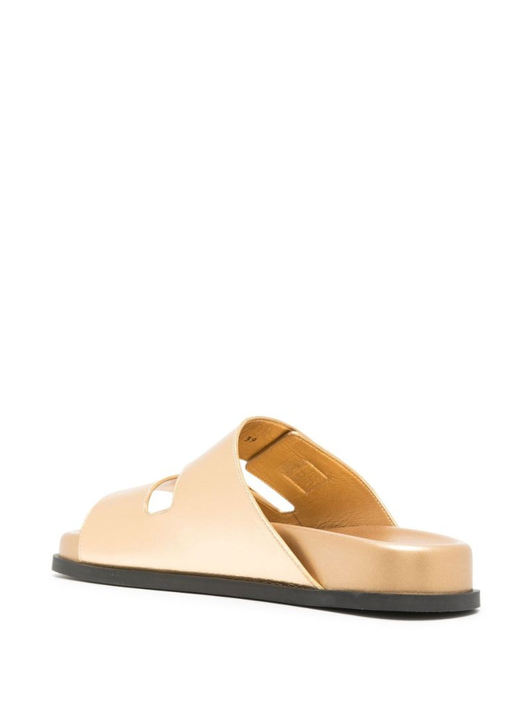 Gold Roman Stud Metallic Leather Sandals