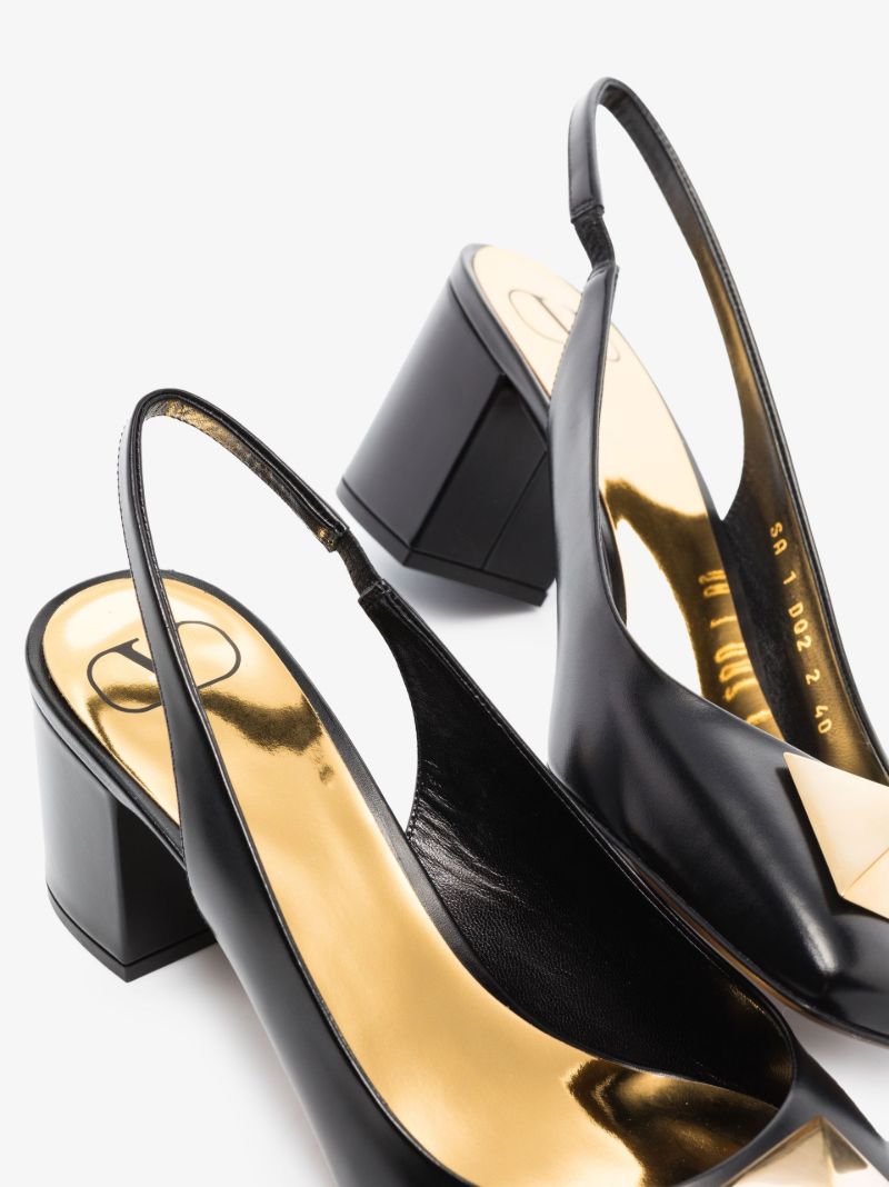 Black One Stud 60 Leather Slingback Pumps