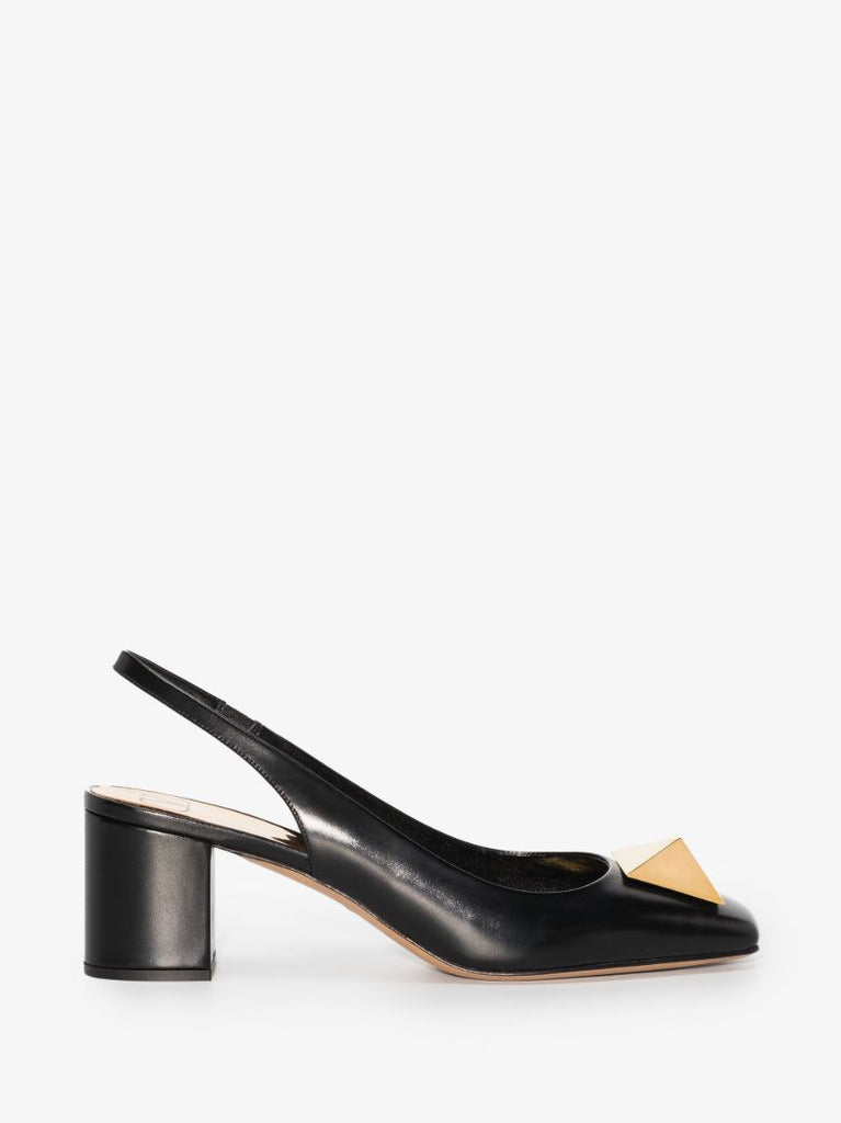 Black One Stud 60 Leather Slingback Pumps