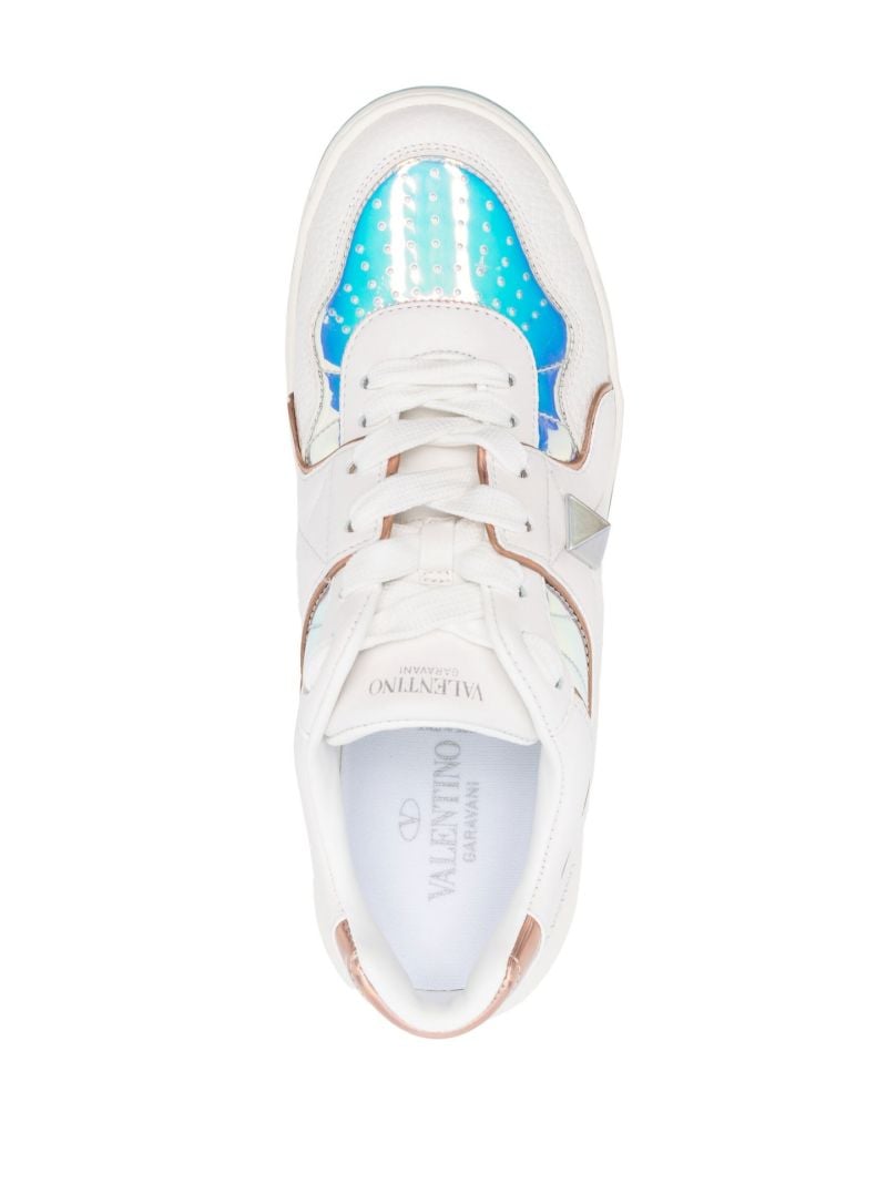 White One Stud Low-top Leather Sneakers
