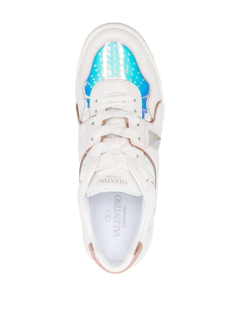 White One Stud Low-top Leather Sneakers