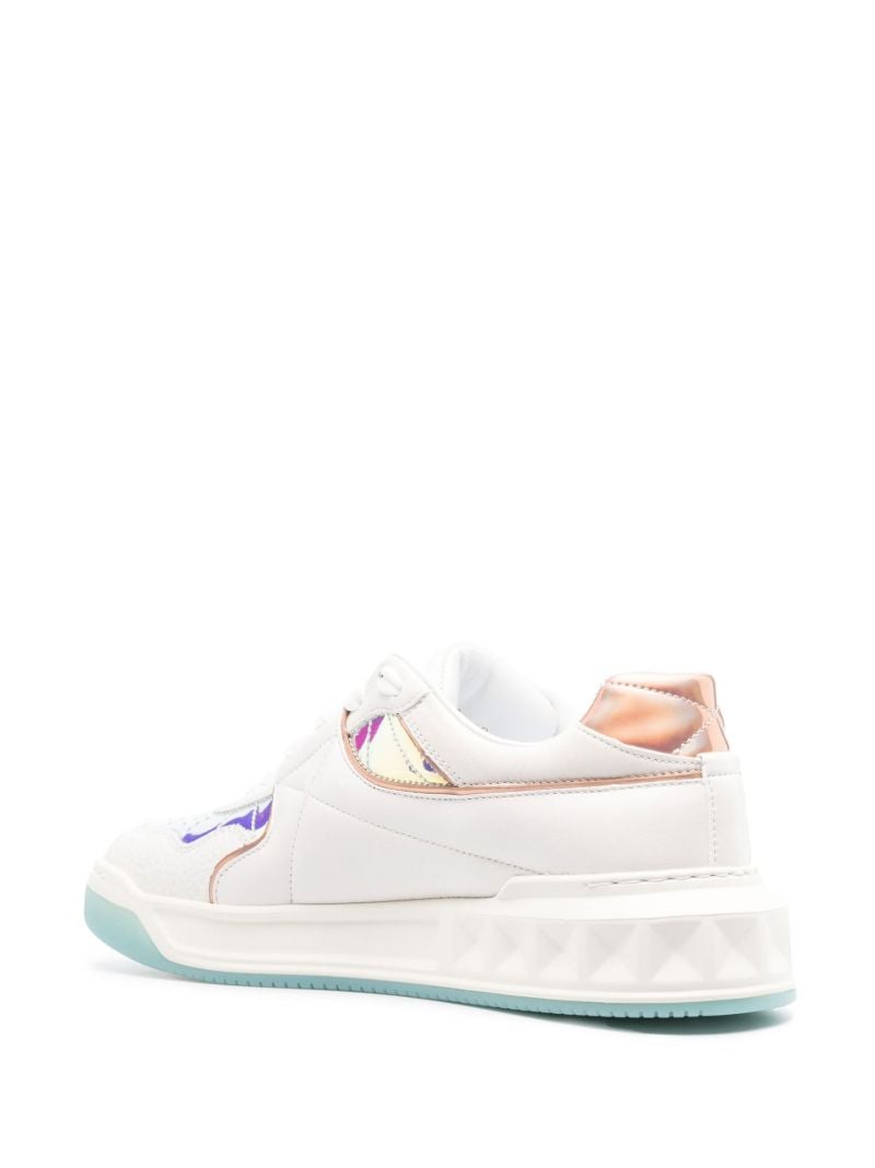 White One Stud Low-top Leather Sneakers