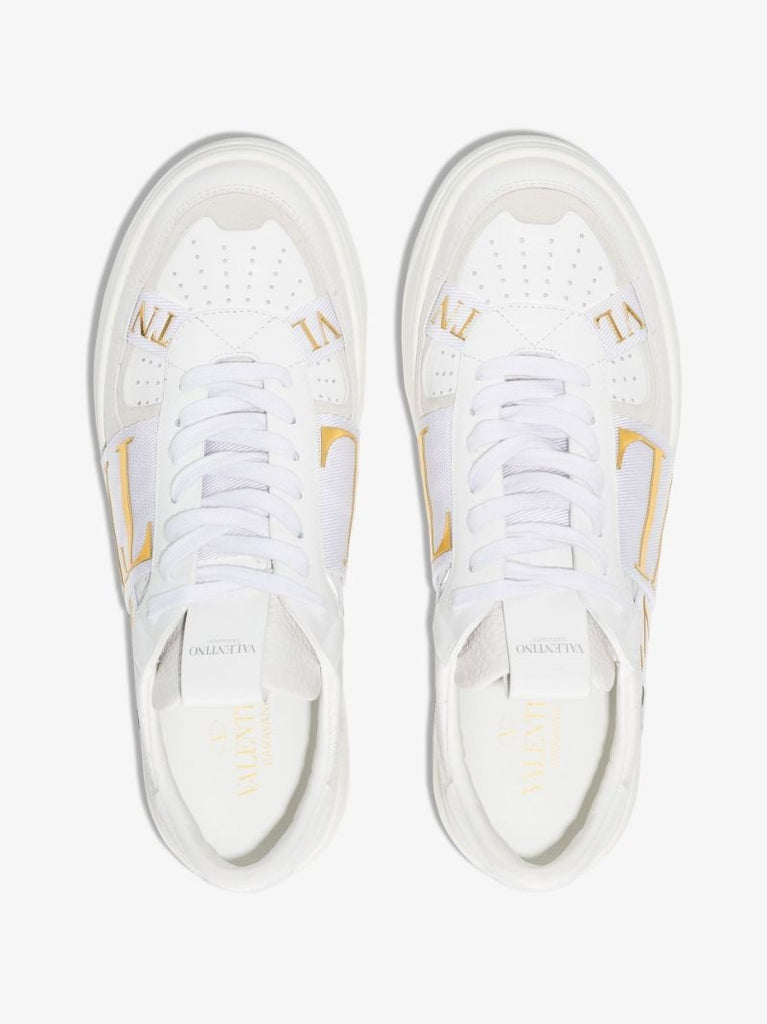 White Vl7n Low-top Leather Sneakers